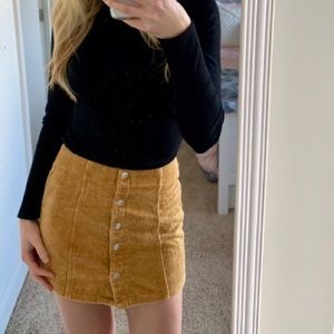 F21 corduroy snap front mini skirt